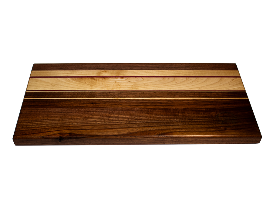 Walnut serving board bottom view with logo visable